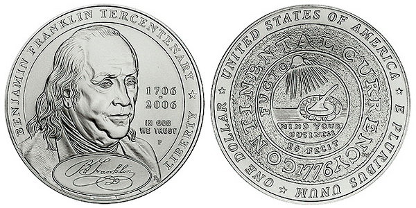 США, 1 доллар 2006 год, Бенджамин Франклин