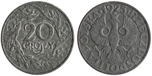 Польша, 20 грошей 1923 год