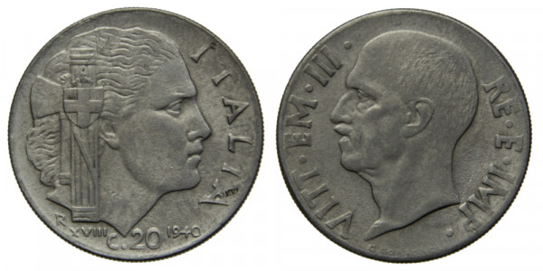 Италия, 20 чентезимо 1940 год