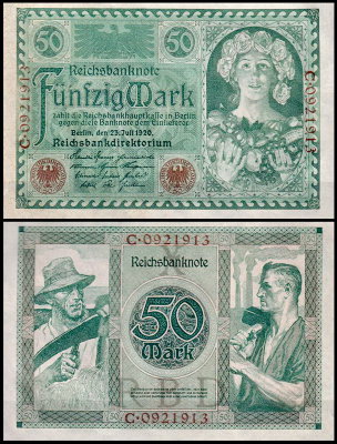 Германия 50 марок 1920 UNC P.68