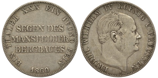 Пруссия 1 талер 1860 A, Фридрих Вильгельм IV (1840-1861)