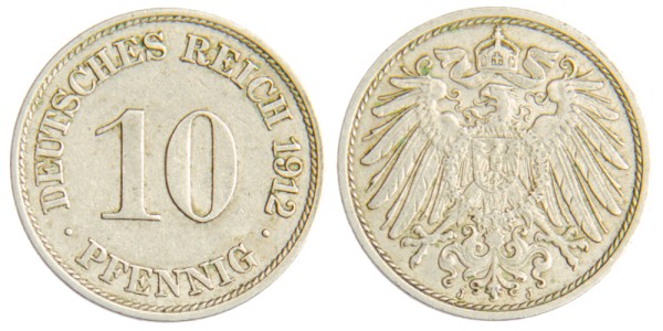Германия 10 пфенингов 1912 год