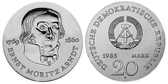 ГДР, 20 марок 1985 год, Эрнст Мориц Арндт