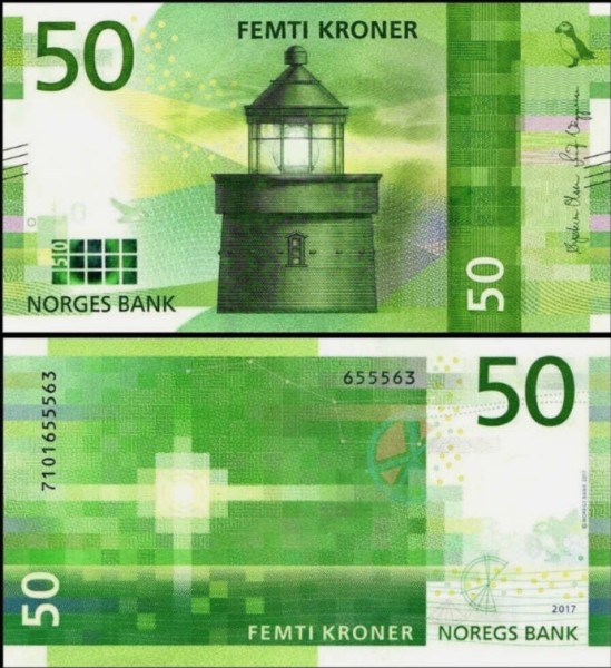 Норвегия 50 крон 2017 (UNC Pick 53a)