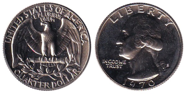 США, 25 центов 1970 год S