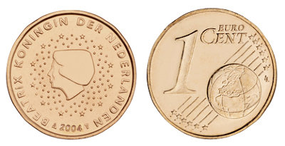 Нидерланды, 1 цент 2004 (UNC, медь)