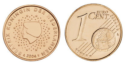 Нидерланды, 1 цент 2004 (UNC, медь)