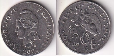 Новая Каледония 20 франков 2006 год