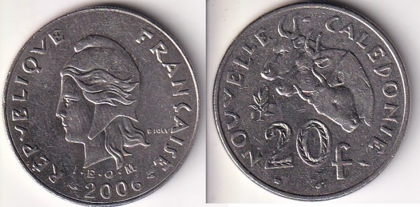 Новая Каледония 20 франков 2006 год