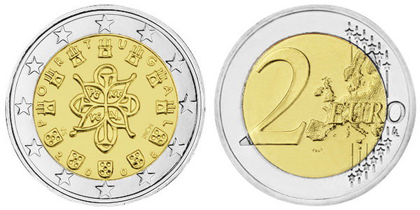 Португалия, 2 евро 2009 (UNC, биметалл)