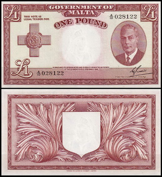 Мальта 1 фунт 1951 (UNC Pick 22)