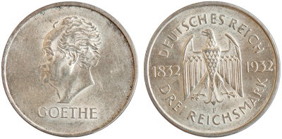 Германия, 3 марки 1932F год
