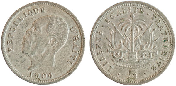 Гаити, 5 сантимов 1904 год, VF