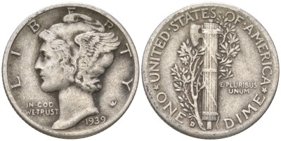 США, 10 центов 1939 год