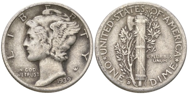 США, 10 центов 1939 год