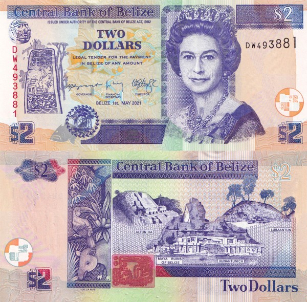 Белиз 2 доллара 2021 (UNC Pick 66g)