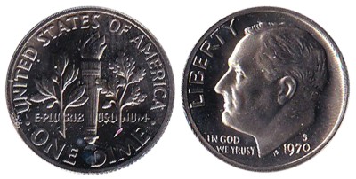 США, 10 центов 1970 год S