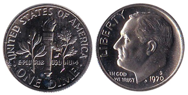 США, 10 центов 1970 год S