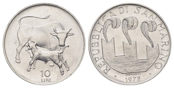 Сан Марино, 10 лир 1972 год