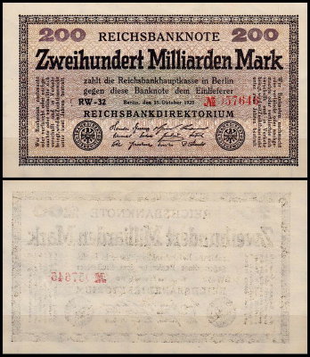 Германия 200.000.000.000 марок 1923 UNC P.121 Вариант 2