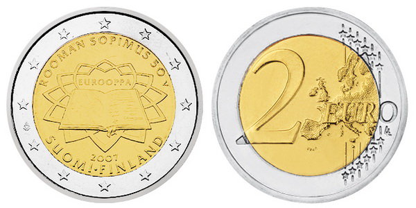 Финляндия, 2 евро 2007 (UNC) 50-летие Римского договора о создании ЕЭС