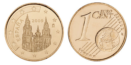Испания, 1 цент 2009 (UNC, медь)