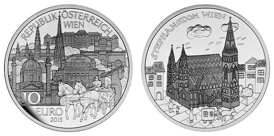 Австрия, 10 евро 2015 год, Вена - столица Австрии, ПРУФ