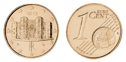 Италия, 1 цент 2013 (UNC, медь)