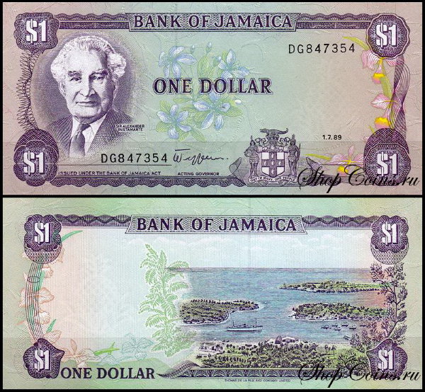 Ямайка 1 доллар 1989 (UNC Pick 68Ac)