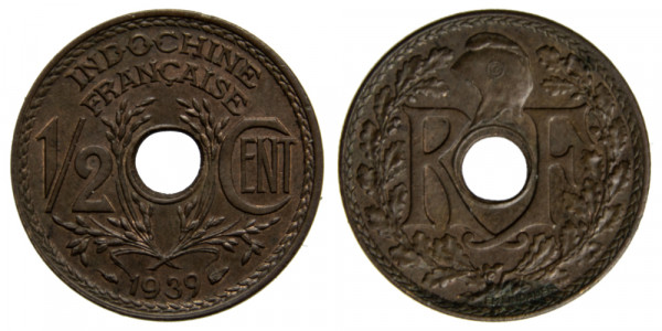 Французский Индокитай 1/2 цента 1939 год