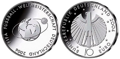 Германия, 10 евро 2004 ADFGJ (PROOF) Чемпионат Мира по футболу в Германии