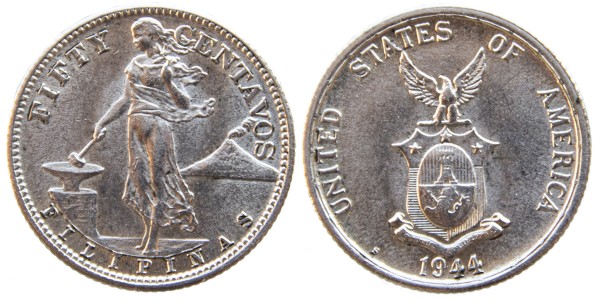 Филиппины, 50 центов 1944 год