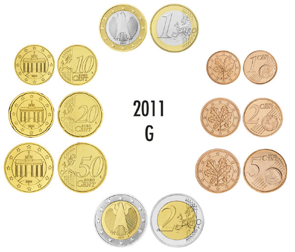 Германия, Набор монет 2011G года (блистер)