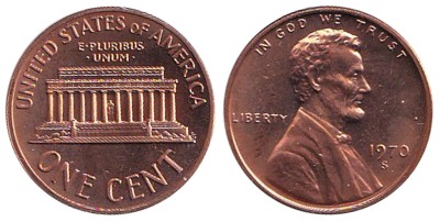 США, 1 цент 1970 год S