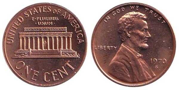 США, 1 цент 1970 год S