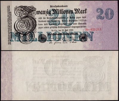 Германия 20.000.000 марок 1923 UNC P.97 Вариант 1