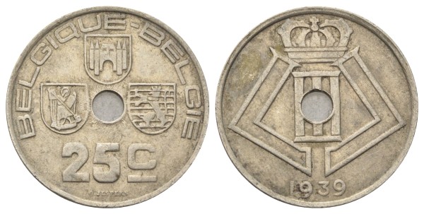 Бельгия, 25 сантимов 1939 год