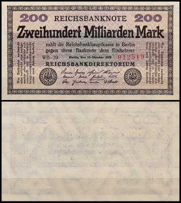 Германия 200.000.000.000 марок 1923 UNC P.121 Вариант 3