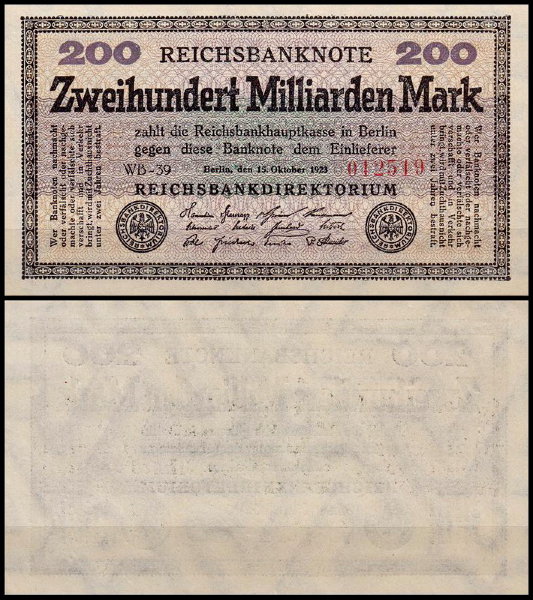 Германия 200.000.000.000 марок 1923 UNC P.121 Вариант 3