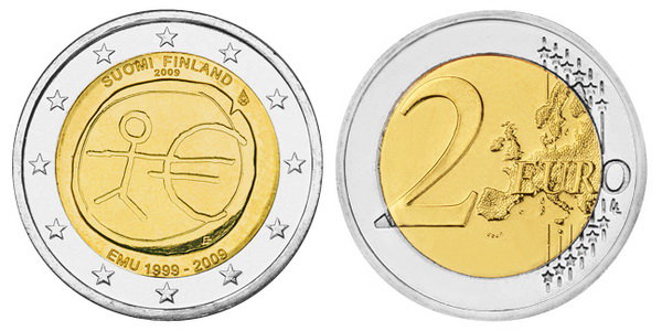 Финляндия, 2 евро 2009 (UNC) 10 лет валютного и экономического союза