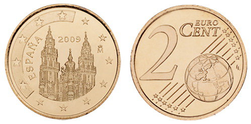Испания, 2 цента 2009 (UNC, медь)