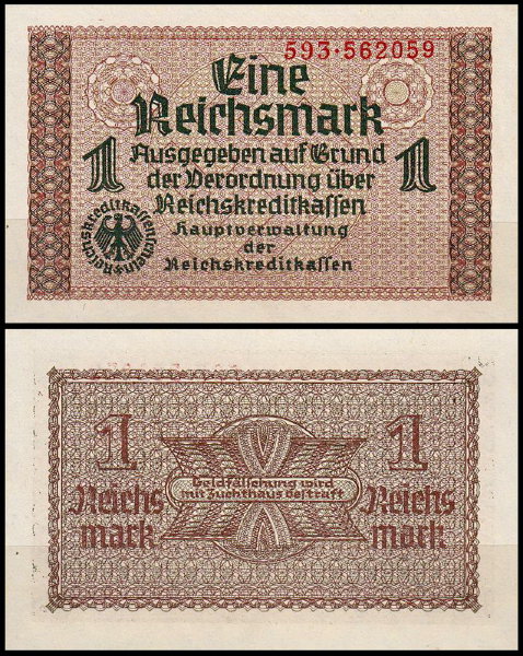 Германия 1 марка 1940-1945 UNC P.R136b Для оккупированных территорий