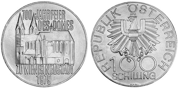 Австрия, 100 шиллингов 1979 год, Собор Винер-Нойштадт