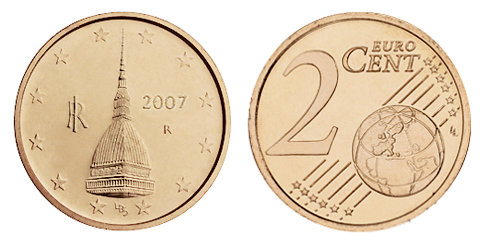 Италия, 2 цента 2007 (UNC, медь)