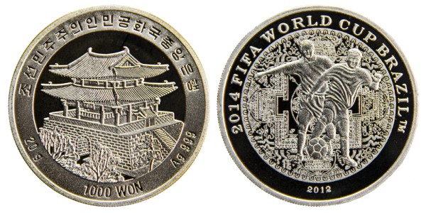 Южная Корея 1000 вон 2012 год, ЧМ в Бразилии 