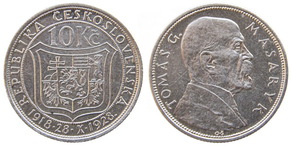 Чехословакия, 10 крон 1928 год