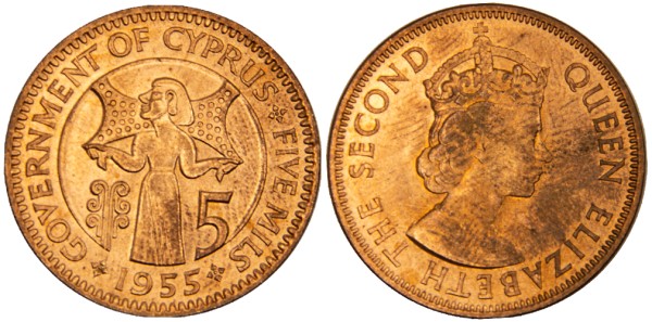 Кипр, 5 милс 1955 год