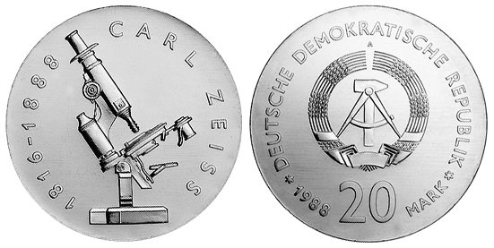 ГДР, 20 марок 1988 год, Карл Фридрих Цейс