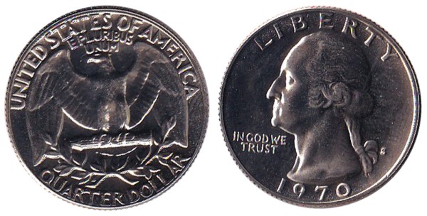 США, 25 центов 1970 год S
