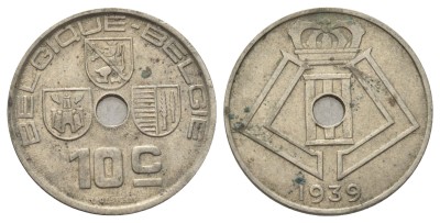 Бельгия, 10 сантимов 1939 год